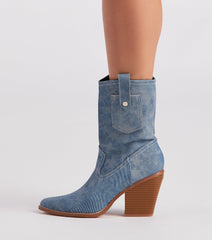 Trendy Country Style Western Denim Booties Newgew