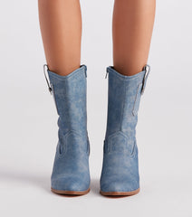 Trendy Country Style Western Denim Booties Newgew