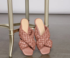 Faux Leather Criss-Cross Braided Sandals Newgew