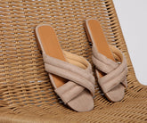 So Chic Criss-Cross Faux Suede Sandals Newgew