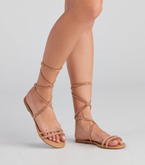 Glam Radar Lace-Up Flat Sandals Newgew