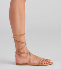 Glam Radar Lace-Up Flat Sandals Newgew