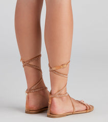 Glam Radar Lace-Up Flat Sandals Newgew