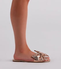 Can't Stop This Shine Metallic Bow Sandals Newgew
