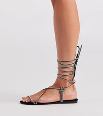 Total Glam Vibe Rhinestone Lace-Up Sandals Newgew