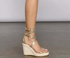 Glam Life Lace-Up Espadrille Wedges Newgew