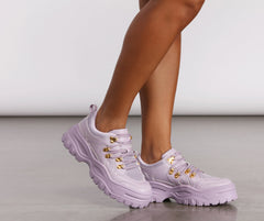 Pop of Glam Chunky Bungee Lace Sneakers Newgew