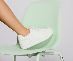 Faux Leather Quilted Chic Sneakers Newgew