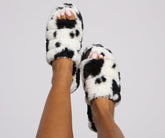 Get Spotted Faux Fur Slippers Newgew