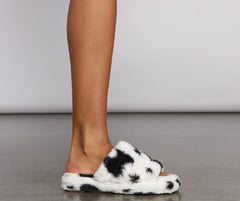 Get Spotted Faux Fur Slippers Newgew