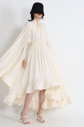 Tie Detailed Ruffled Crepe Dress Newgew