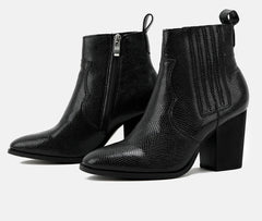 Side Zipper Chunky Heeled Boots Newgew