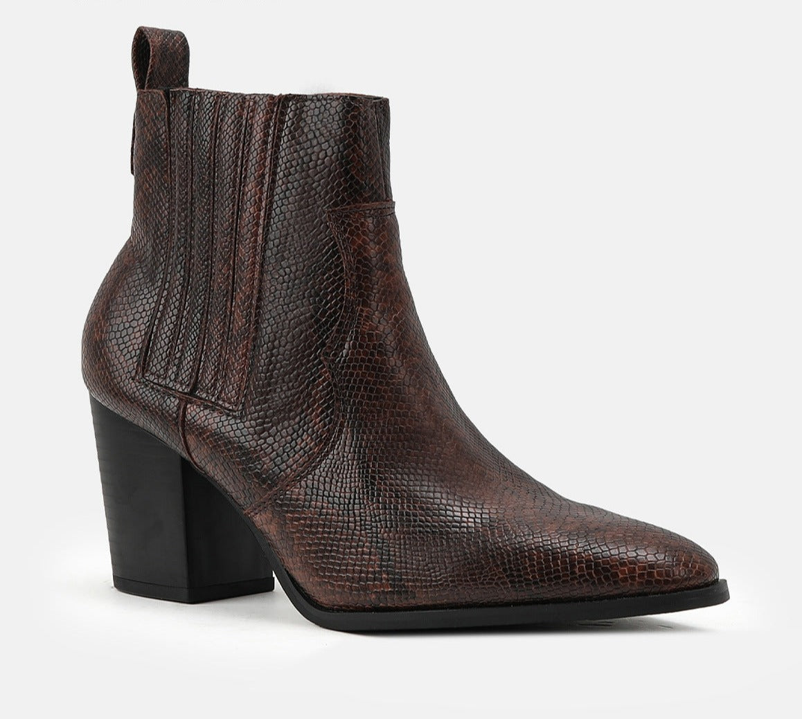 Side Zipper Chunky Heeled Boots Newgew