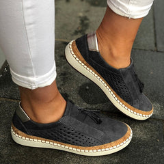 Fringe Tassels Slide Hollow-Out Round Toe Casual Women Sneakers Newgew