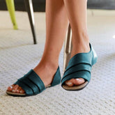 Women Ruffles Pu Slip-on Casual Flat Sandals Newgew
