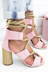 Hemp Rope Lace Up Platform Sandal Newgew