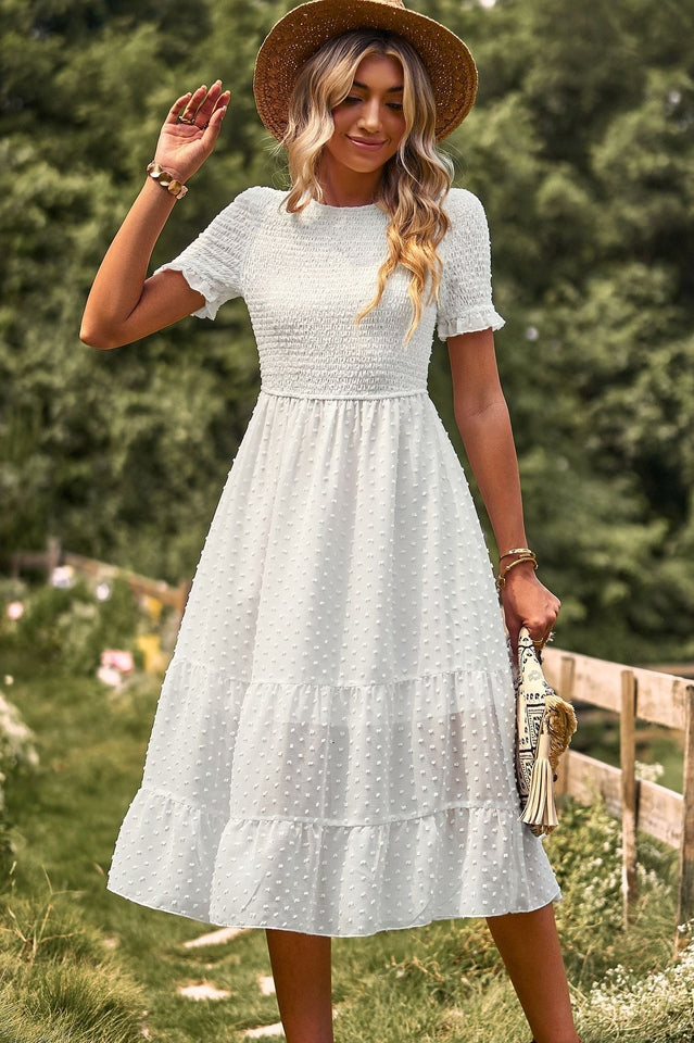 Swiss Dot Ruffle Hem Dress Newgew