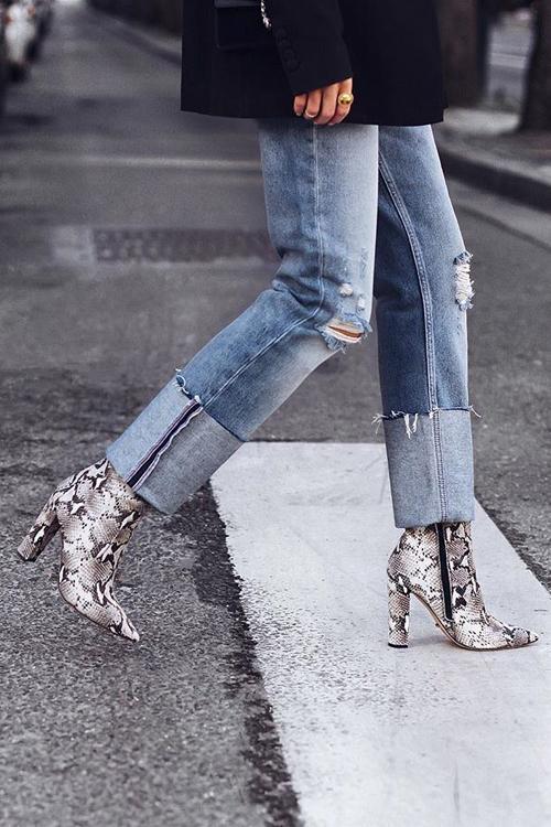Snake Print High Heel Boots Newgew
