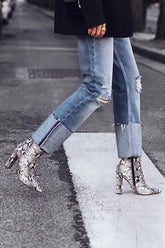 Snake Print High Heel Boots Newgew