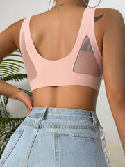 Contrast Mesh No Show Wireless Camisole Bra Pink NewGew