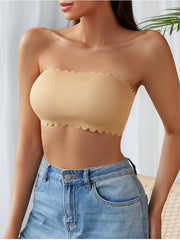 Rippled Edge Plain Wireless Strapless Bra NewGew