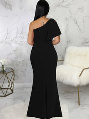 One Shoulder High Slit Maxi Dresses Newgew