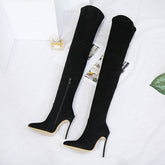 Suede Over The Knee Zipper High Heel Boot Minimalist Over Knee Heeled Boots Newgew