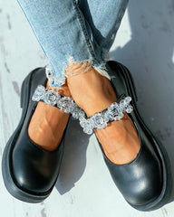 Studded Decor Strap Mary Jane Flats Newgew
