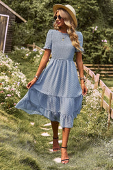 Swiss Dot Ruffle Hem Dress Newgew