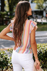 Take It Easy Colorful Striped Top Newgew