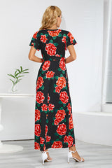 V-Neck Vacation A-line Midi Dress Newgew