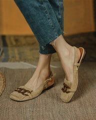 Buckle & Tassel Upper Sqaure-toe Flat Slip-on Newgew