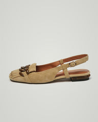 Buckle & Tassel Upper Sqaure-toe Flat Slip-on Newgew