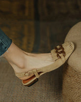 Buckle & Tassel Upper Sqaure-toe Flat Slip-on Newgew