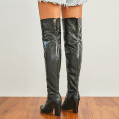 Over Knee Side Zip Heeled Boots Newgew