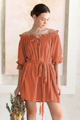 Vacay Off Shoulder Boho Mini Dress Newgew