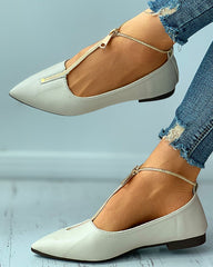 Zipper Design Pointed Toe Casual Shoes Newgew