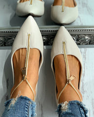 Zipper Design Pointed Toe Casual Shoes Newgew