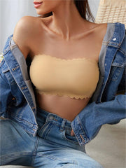 Rippled Edge Plain Wireless Strapless Bra NewGew