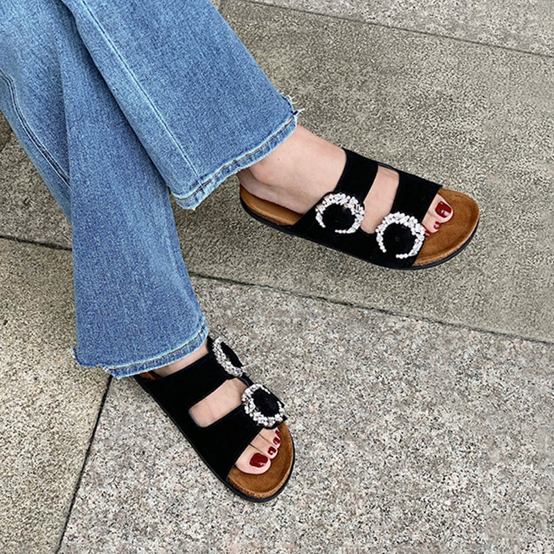 Joy&Peace Double Strap Buckle Ditel Flat Sandals Newgew