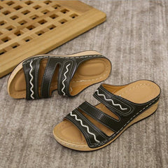 Leather Low Heel Sandals Newgew