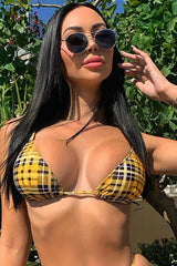 Stripe Print Push Up Brazilian Swimsuit Newgew