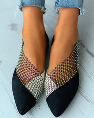Colorblock Studded Patch Slip-On Shoes Newgew