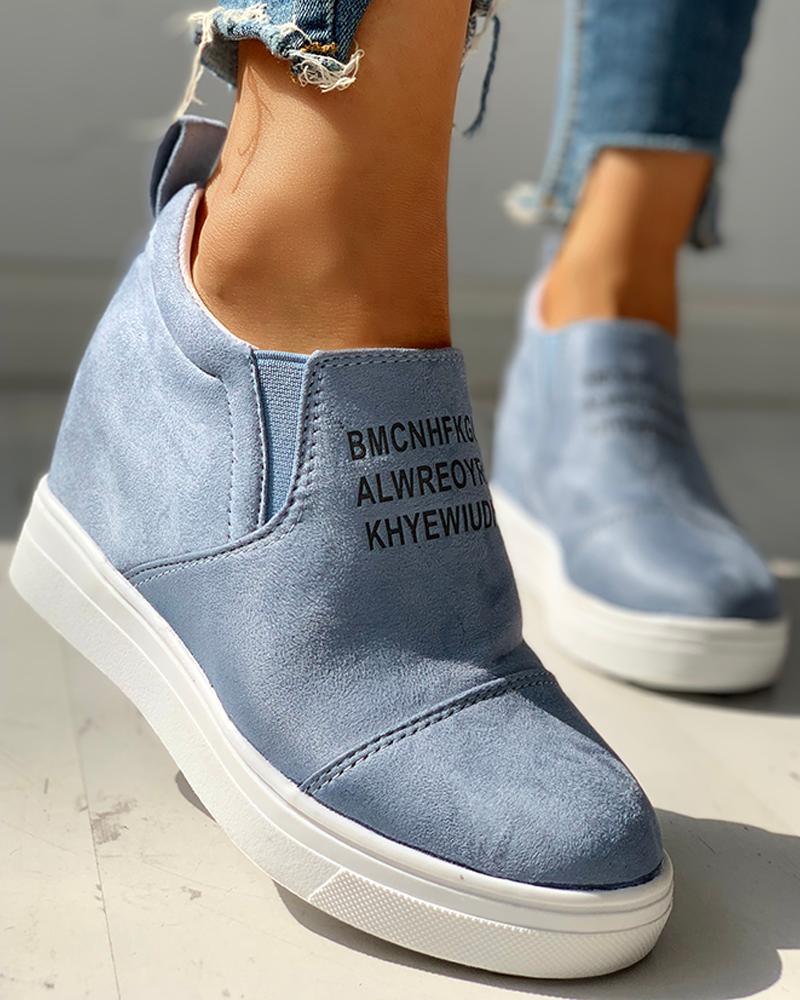 Suede Letter Pattern Casual Sneakers Newgew