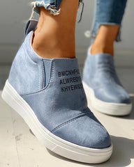 Suede Letter Pattern Casual Sneakers Newgew
