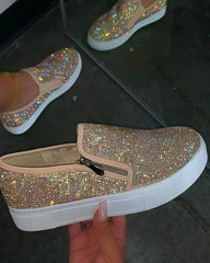 Studded Zipper Design Close Toe Platform Shoes Newgew