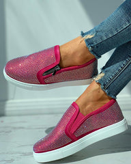 Studded Zipper Design Close Toe Casual Shoes Newgew