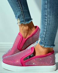 Studded Zipper Design Close Toe Casual Shoes Newgew