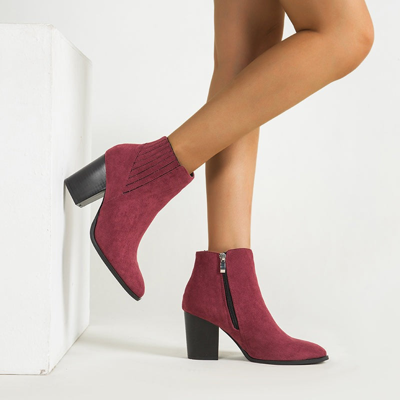 Suede Elastic Panel Chelsea Ankle Boot Vegan Suede Low Block Heel Chelsea Boots Newgew