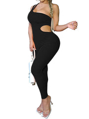 One Shoulder Cutout Bodycon Jumpsuits Newgew